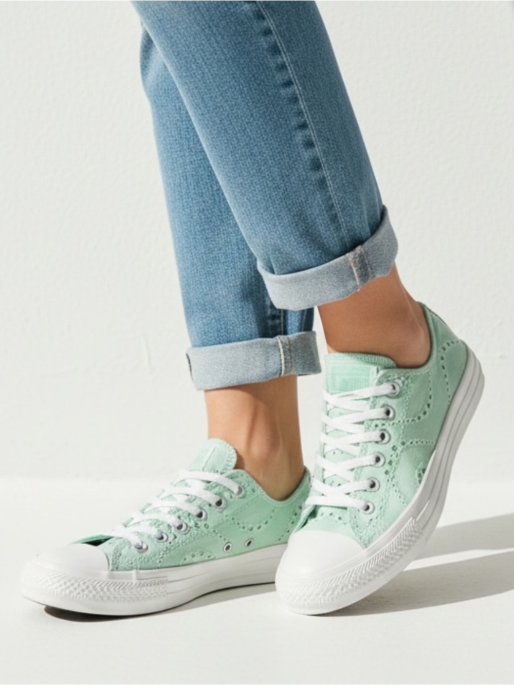 Converse Chuck Taylor All Star Lo Sneakers Eyelet CTAS Fabric Mint Green